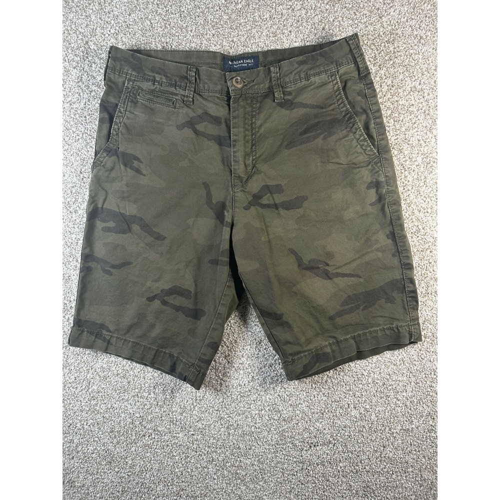 American Eagle Mens Extreme Flex Camo Chino Shorts Green Camouflage Size 30